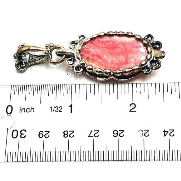 Carolyn Pollack Pink Rhodochrosite Gemstone Sterling Silver Pendant - Picture 3 of 3